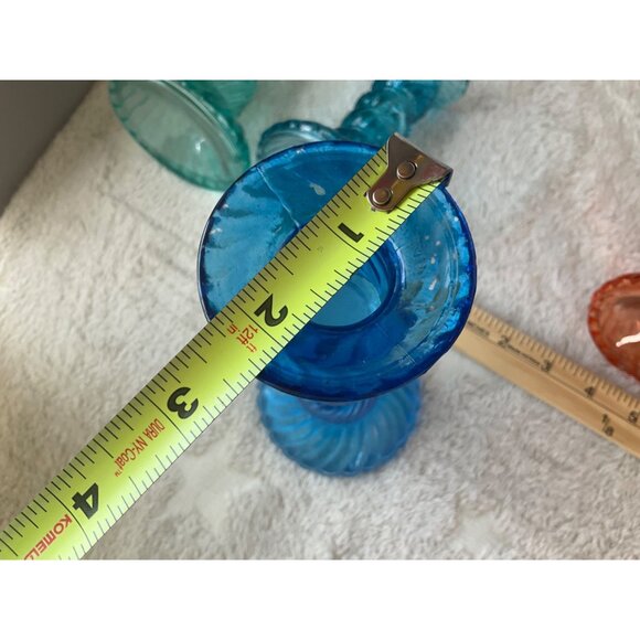 Vintage May Department St. Rainbow colorful glass candle stick holders set of 6 - Picture 14 of 16